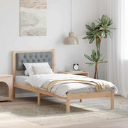 Sengestel med hovedgærde Lysegrå 75 x 190 cm Massiv fyrretræ