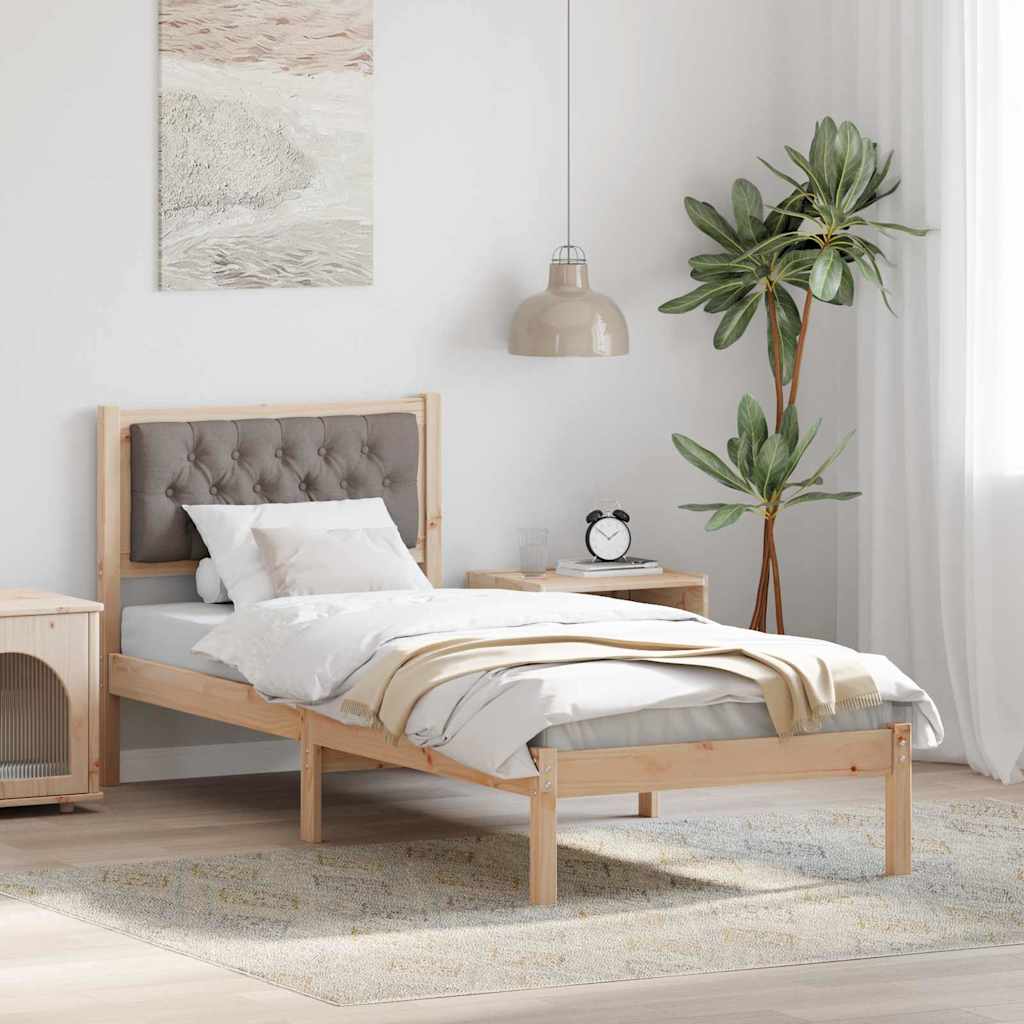 Sengestel med hovedgærde Gråbrun 75 x 190 cm Massiv fyrretræ