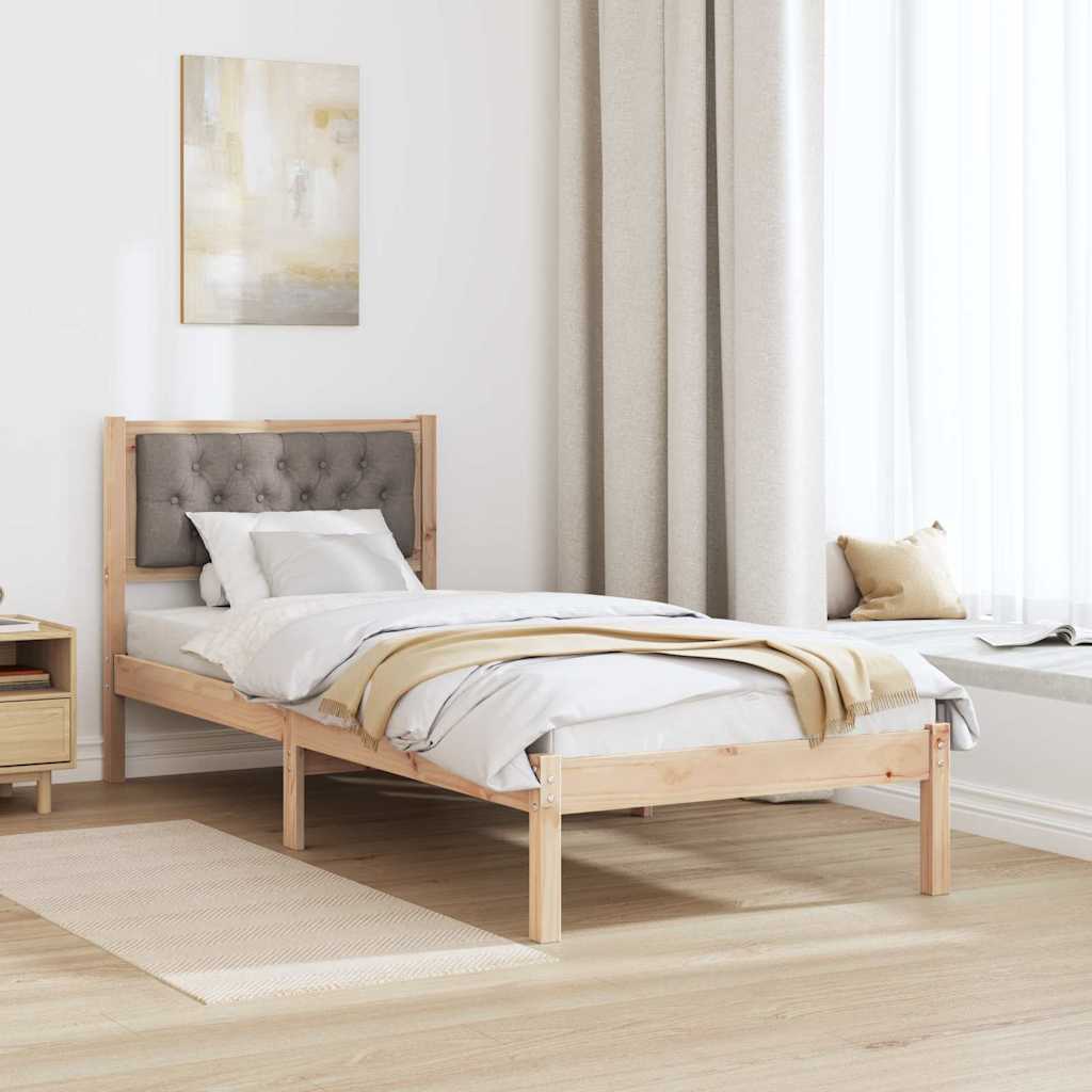 Sengestel med hovedgærde Gråbrun 75 x 190 cm Massiv fyrretræ