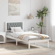Sengestel med hovedgærde Lysegrå 75 x 190 cm Massiv fyrretræ