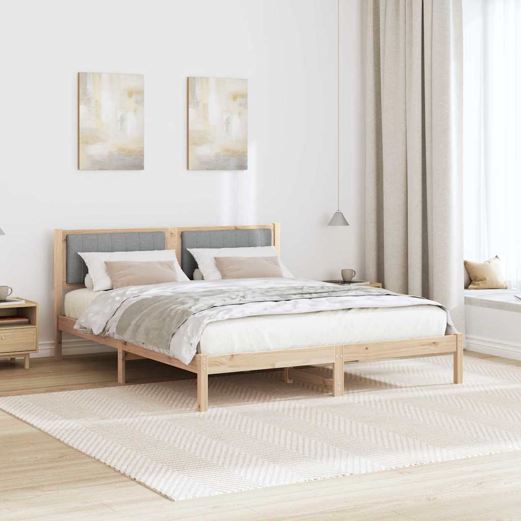 Sengestel med Polstret Hovedgavl Lysegrå 150 x 200 cm