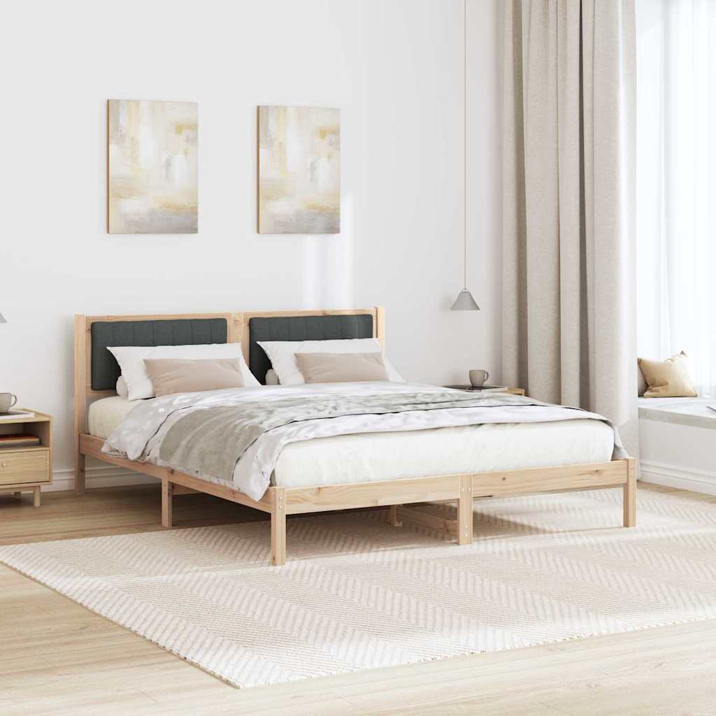 Sengestel med Polstret Hovedgavl Mørkegrå 150 x 200 cm