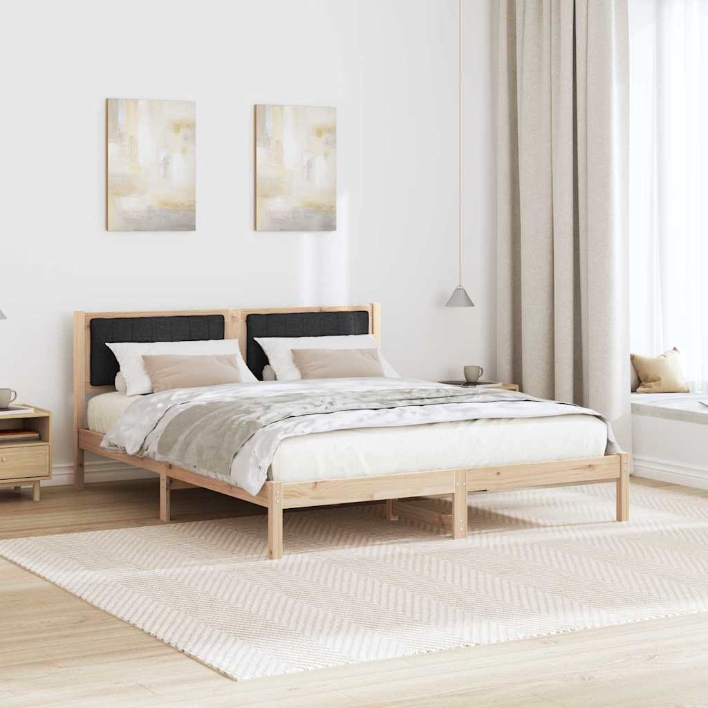 Sengestel med Polstret Hovedgavl Sort 150 x 200 cm