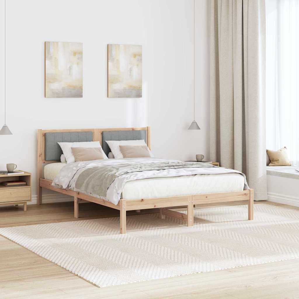 Sengestel med Polstret Hovedgavl Lysegrå 140 x 190 cm