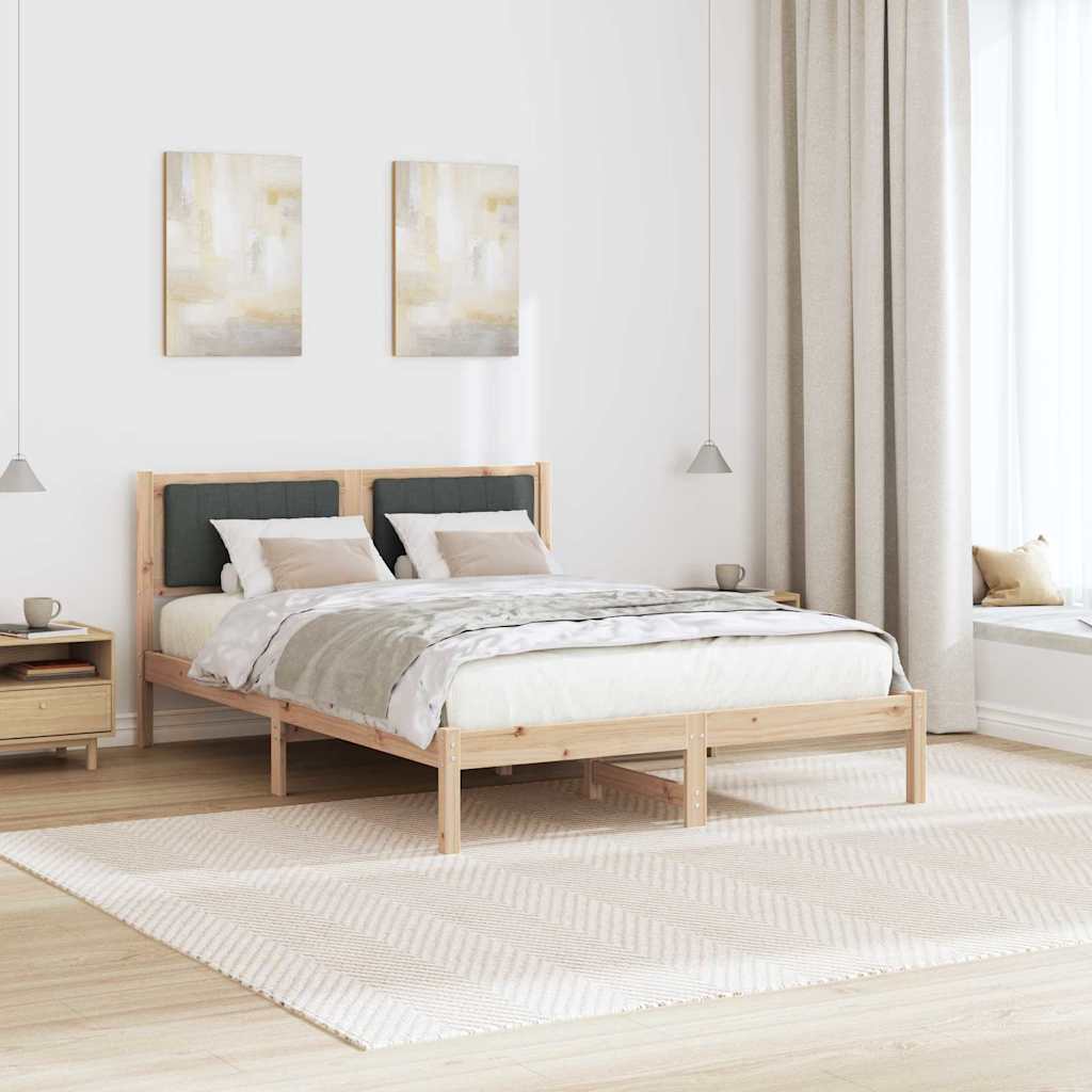 Sengestel med Polstret Hovedgavl Mørkegrå 135 x 190 cm