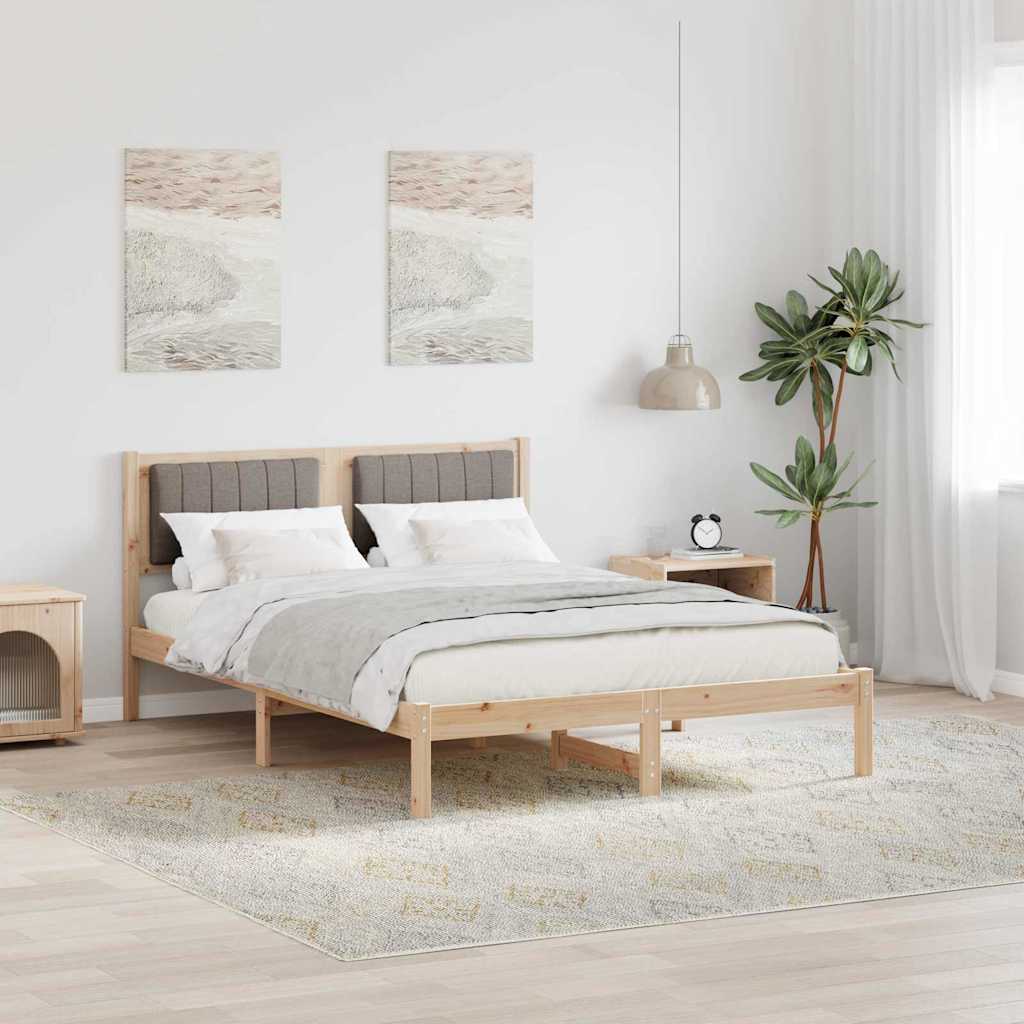 Sengestel med Polstret Hovedgavl Gråbrun 120 x 190 cm