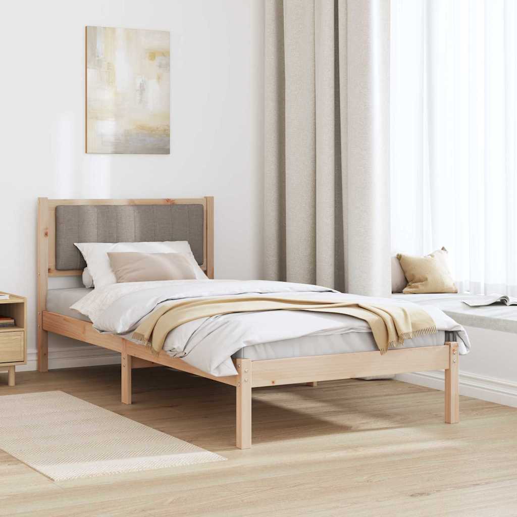Sengestel med Polstret Hovedgavl Gråbrun 90 x 200 cm