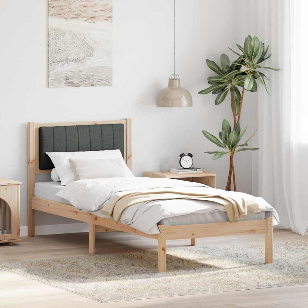 Sengestel med Polstret Hovedgavl Mørkegrå 80 x 200 cm