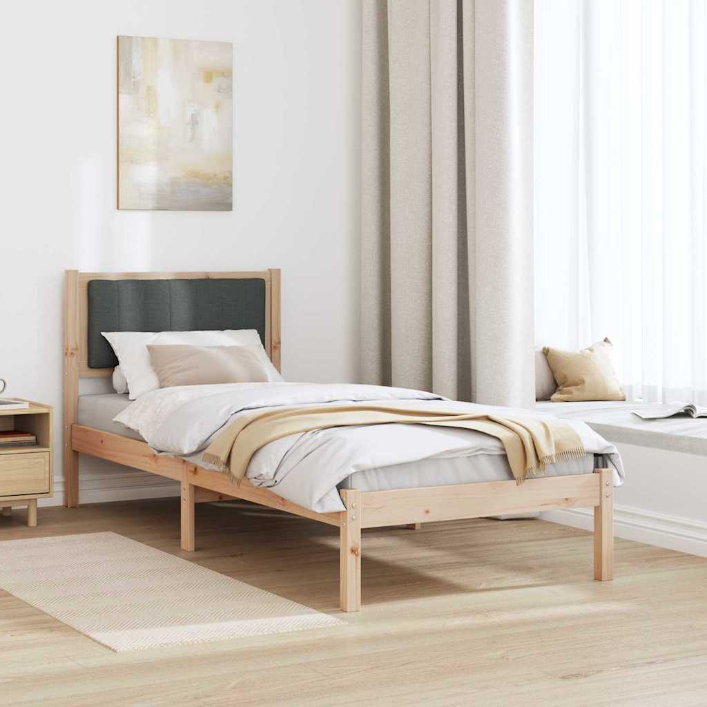Sengestel med Polstret Hovedgavl Mørkegrå 80 x 200 cm