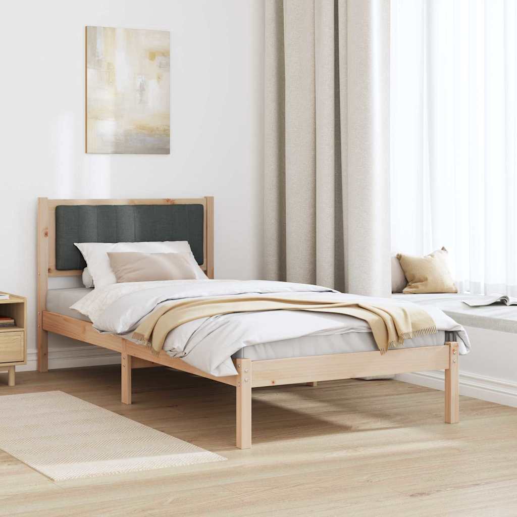 Sengestel med Polstret Hovedgavl Mørkegrå 90 x 190 cm