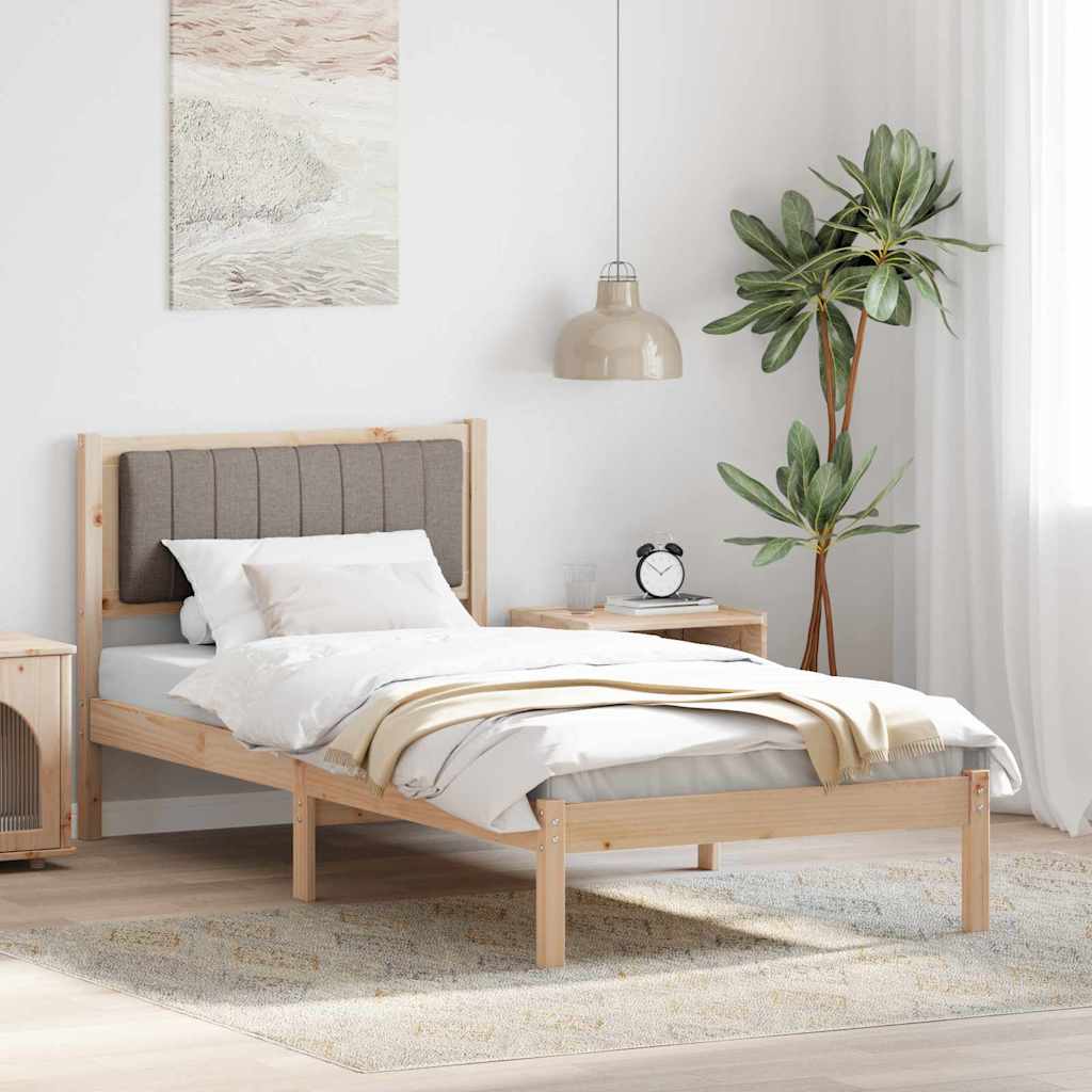 Sengestel med Polstret Hovedgavl Gråbrun 90 x 190 cm