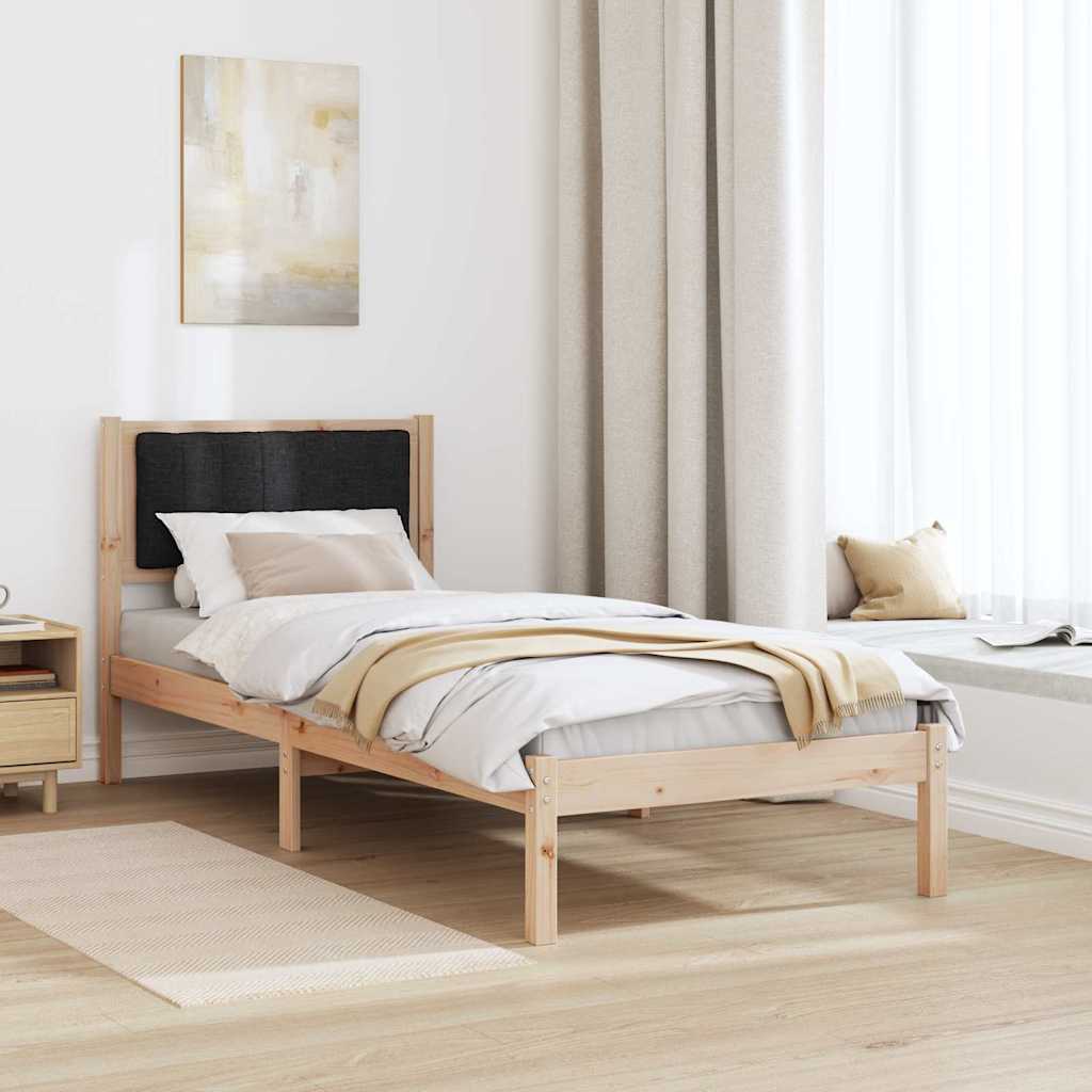 Sengestel med Polstret Hovedgavl Sort 75 x 190 cm
