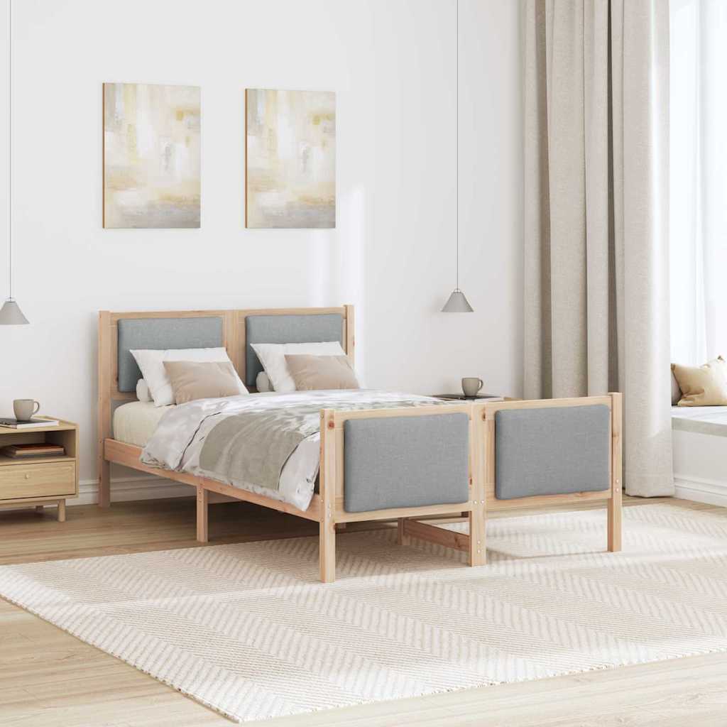 Sengestel med hovedgærde Lysegrå 120 x 200 cm Stof