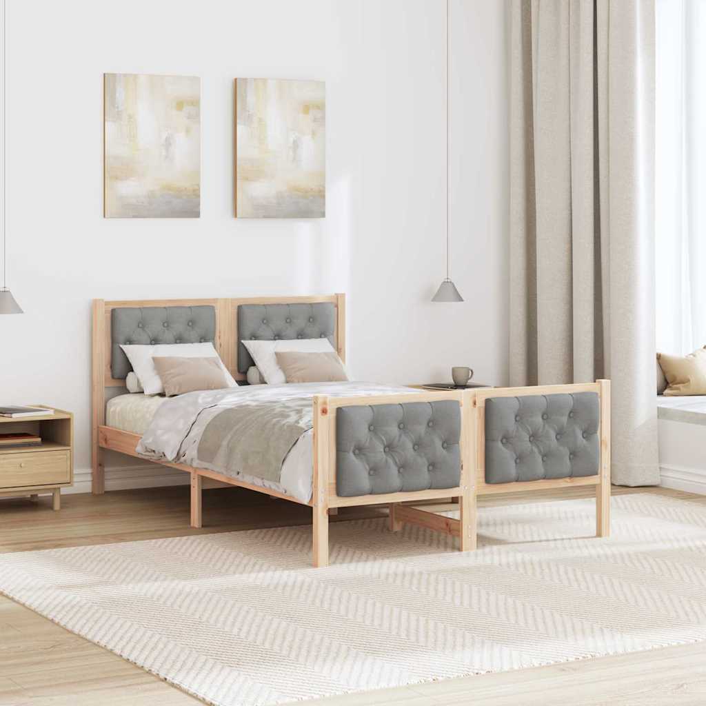 Sengestel med hovedgærde Lysegrå 120 x 200 cm Massiv fyrretræ
