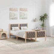 Sengestel med hovedgærde Gråbrun 120 x 200 cm Massiv fyrretræ