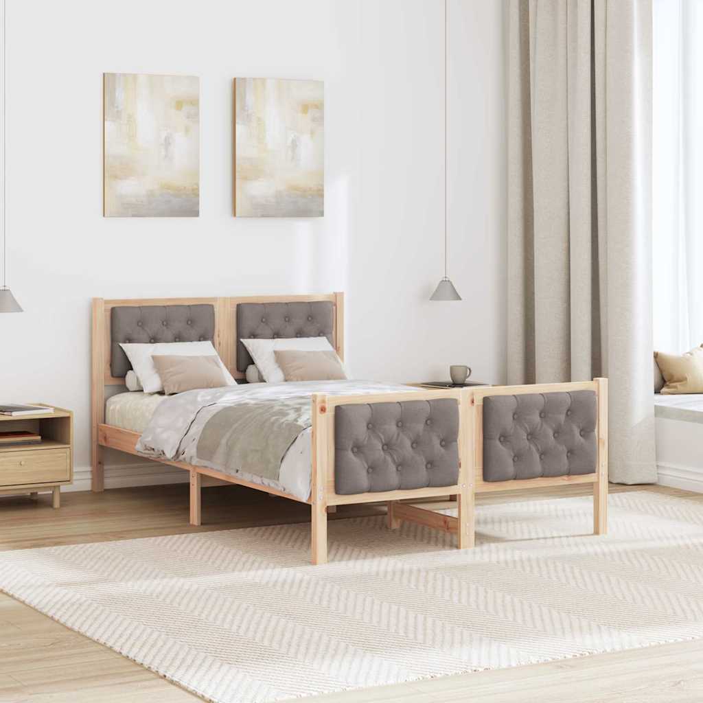 Sengestel med hovedgærde Gråbrun 120 x 200 cm Massiv fyrretræ