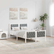 Sengestel med hovedgærde Lysegrå 120 x 200 cm Massiv fyrretræ