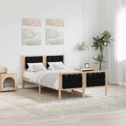 Sengestel med hovedgærde Sort 135 x 190 cm Massiv fyrretræ
