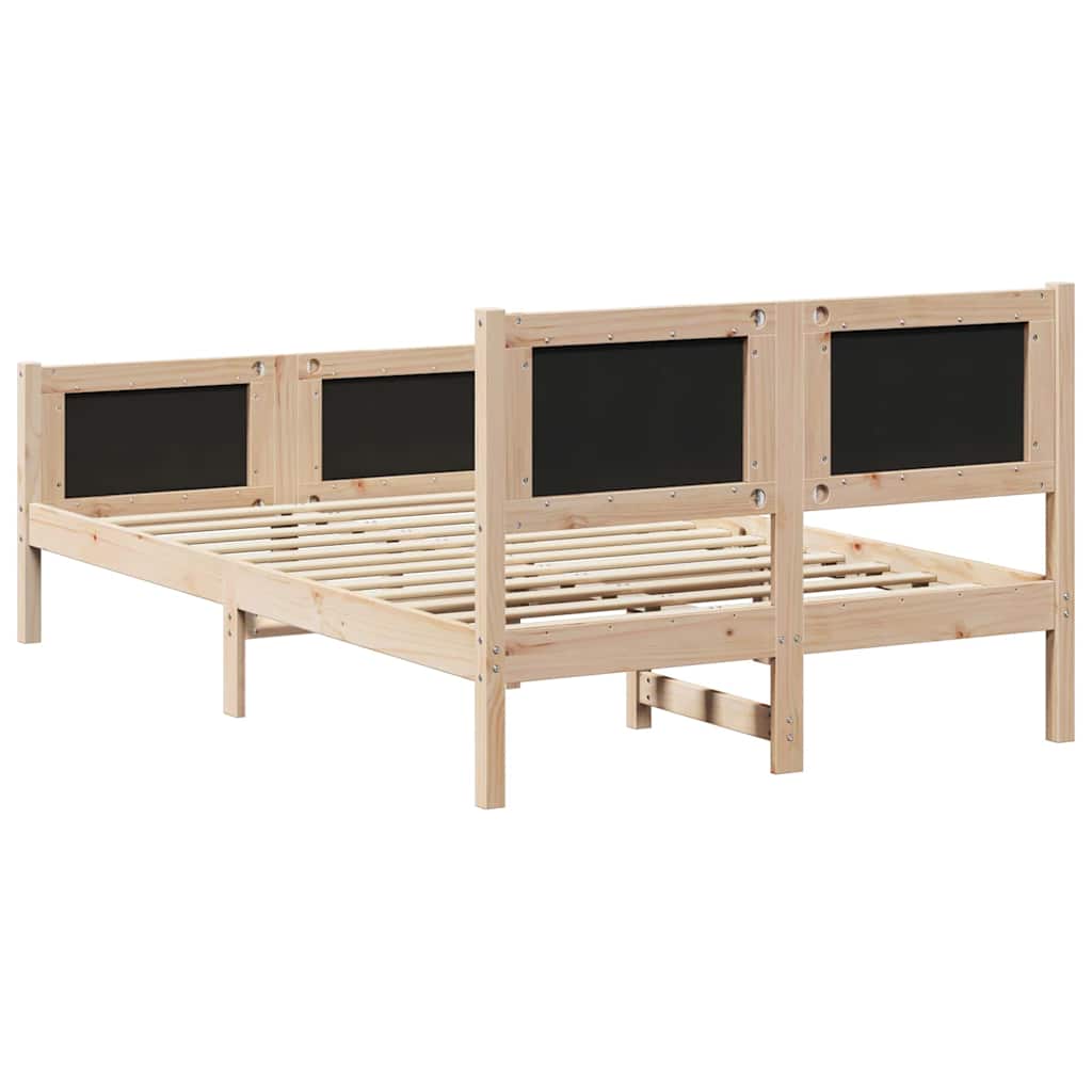 Sengestel med hovedgærde Gråbrun 120 x 190 cm Massiv fyrretræ