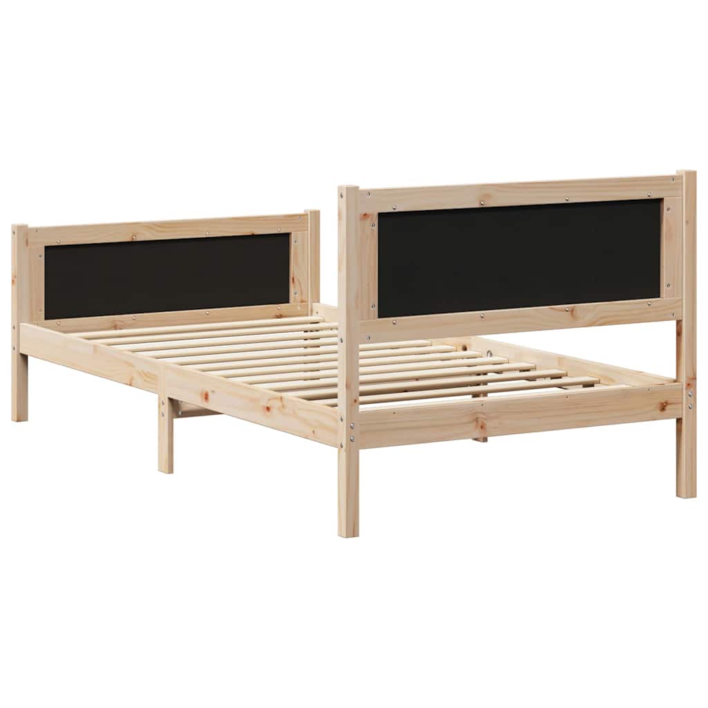 Sengestel med hovedgærde Lysegrå 100 x 200 cm Massiv fyrretræ