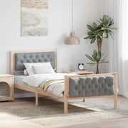 Sengestel med hovedgærde Lysegrå 90 x 200 cm Massiv fyrretræ