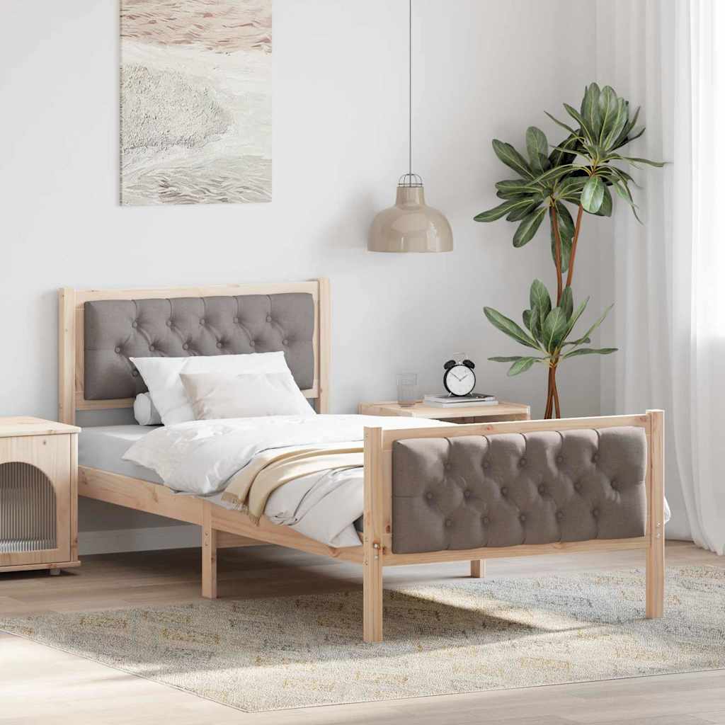 Sengestel med hovedgærde Gråbrun 90 x 200 cm Massiv fyrretræ