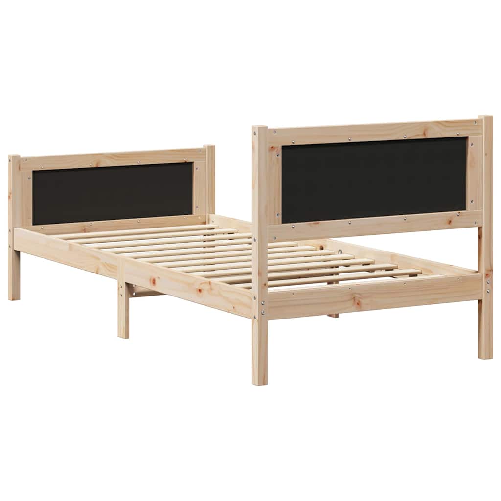 Sengestel med hovedgærde Gråbrun 90 x 200 cm Massiv fyrretræ