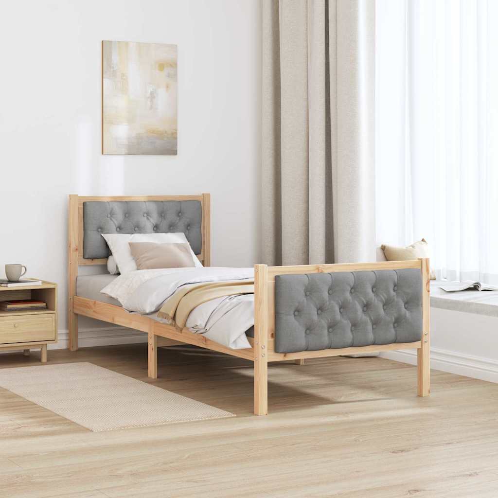 Sengestel med hovedgærde Lysegrå 80 x 200 cm Massiv fyrretræ