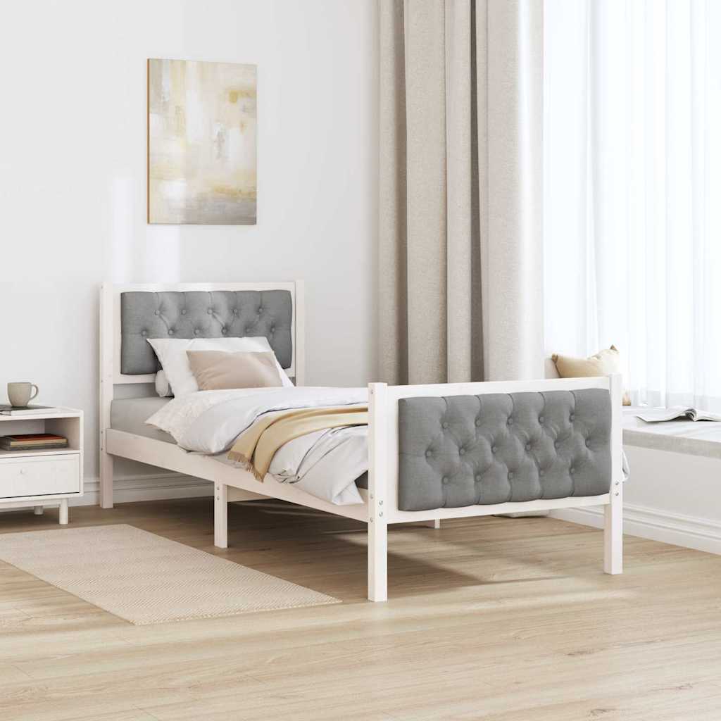 Sengestel med hovedgærde Lysegrå 80 x 200 cm Massiv fyrretræ
