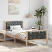 Sengestel med hovedgærde Mørkegrå 90 x 190 cm Massiv fyrretræ