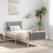 Sengestel med hovedgærde Lysegrå 75 x 190 cm Massiv fyrretræ