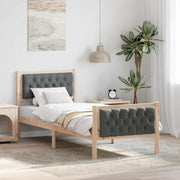 Sengestel med hovedgærde Mørkegrå 75 x 190 cm Massiv fyrretræ