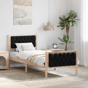 Sengestel med hovedgærde Sort 75 x 190 cm Massiv fyrretræ