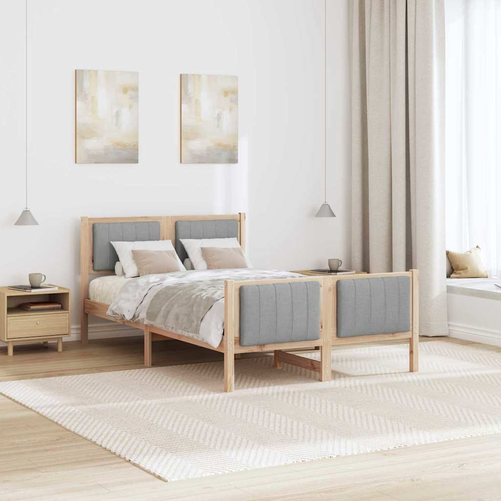 Sengestel Brun og lys grå 120 x 200 cm Massivt fyrretræ