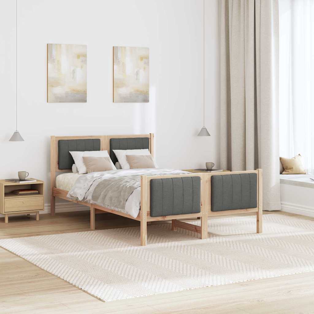 Sengestel brun og mørkegrå 120 x 200 cm Massivt fyrretræ