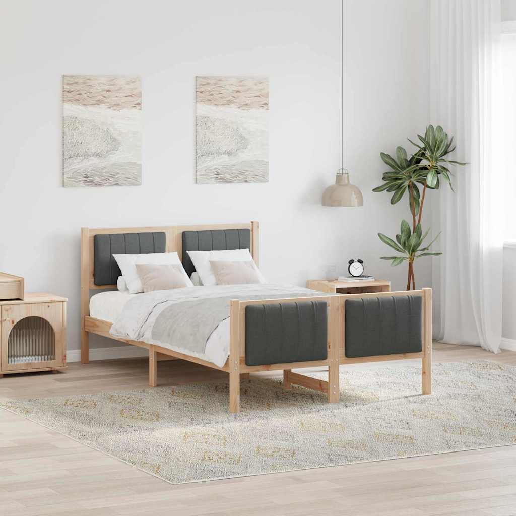 Sengestel brun og mørkegrå 120 x 190 cm Massivt fyrretræ