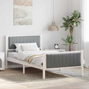 Sengestel Hvid og lys grå 100 x 200 cm Massivt fyrretræ