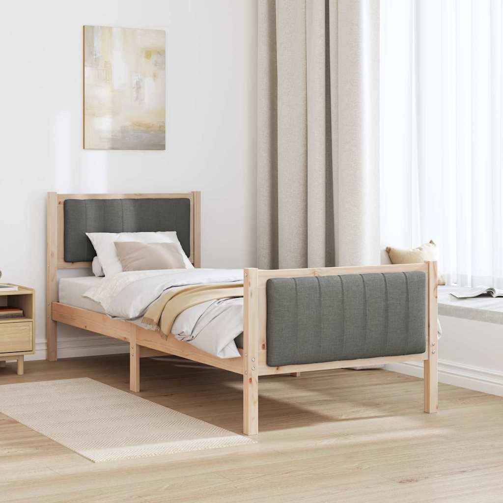 Sengestel brun og mørkegrå 80 x 200 cm Massivt fyrretræ