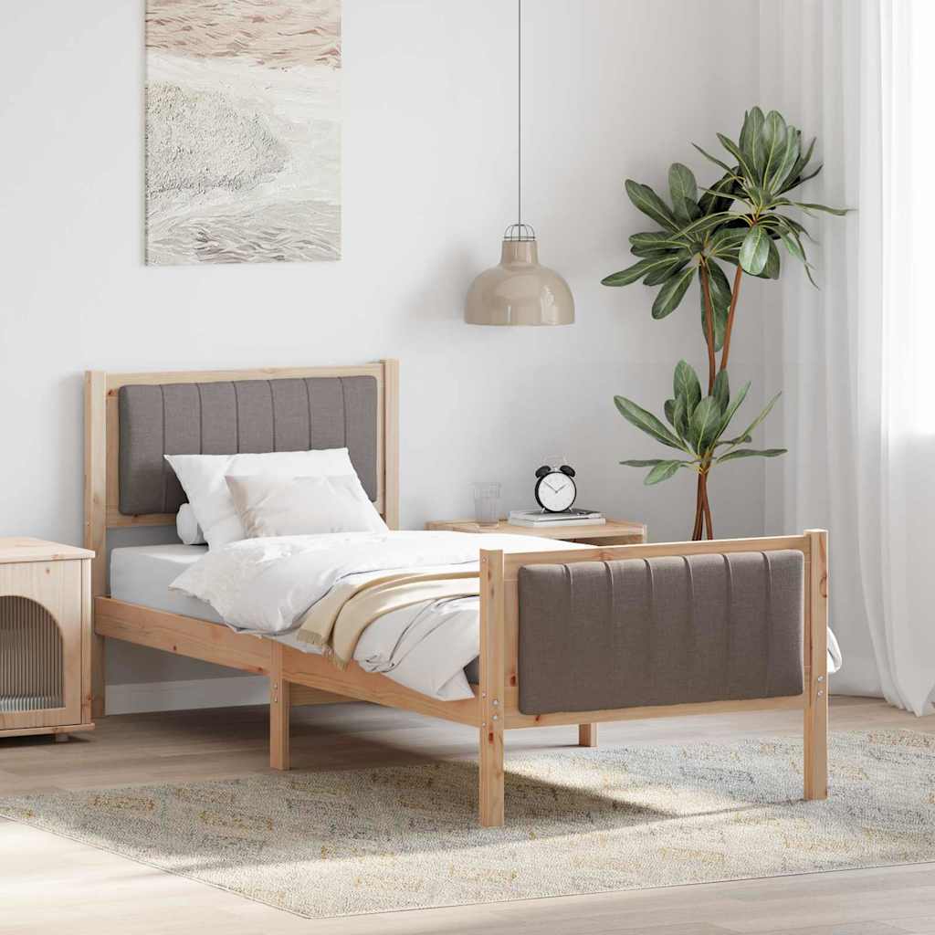 Sengestel Brun og taupe 75 x 190 cm Massivt fyrretræ