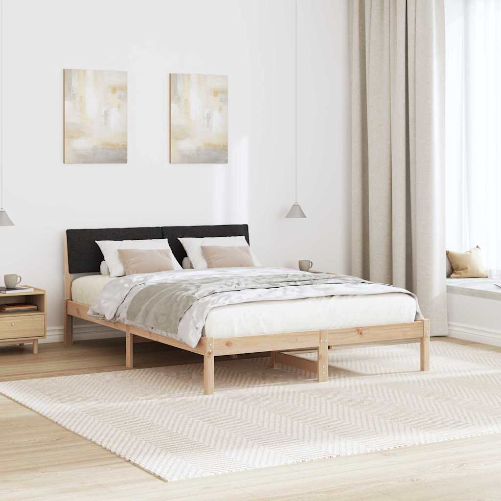 Sengestel Brun og sort 140 x 200 cm Massivt fyrretræ