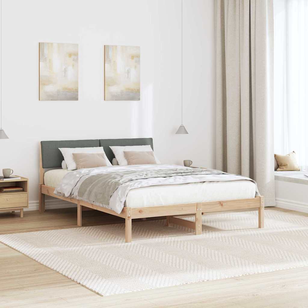 Sengestel brun og mørkegrå 140 x 190 cm Massivt fyrretræ