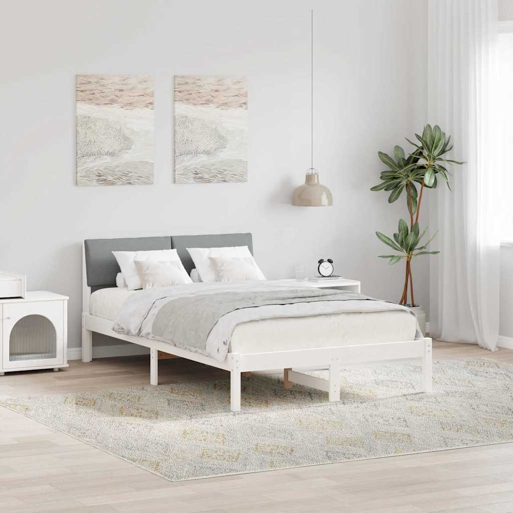 Sengestel Hvid og lys grå 120 x 190 cm Massivt fyrretræ
