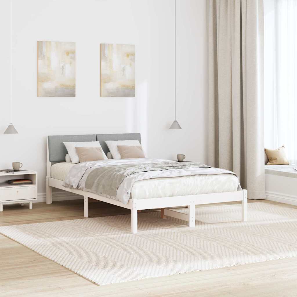 Sengestel Hvid og lys grå 120 x 190 cm Massivt fyrretræ