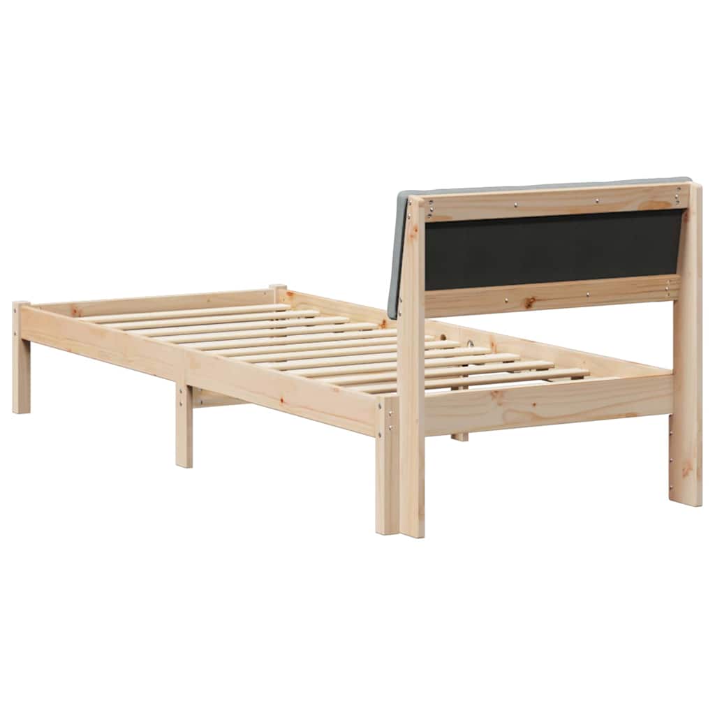 Sengestel Brun og lys grå 75 x 190 cm Massivt fyrretræ