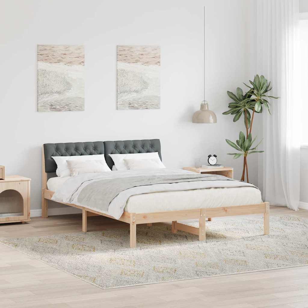 Sengestel brun og mørkegrå 160 x 200 cm Massivt fyrretræ