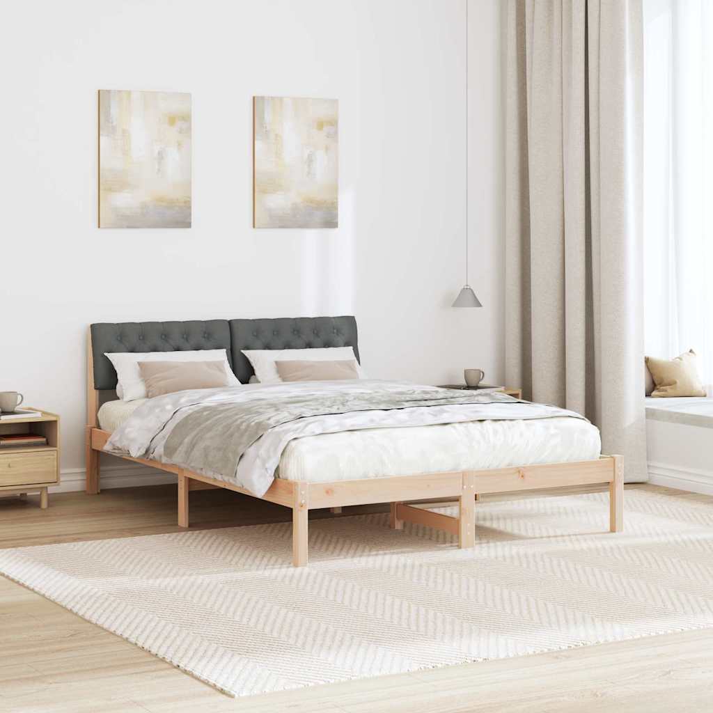 Sengestel brun og mørkegrå 160 x 200 cm Massivt fyrretræ