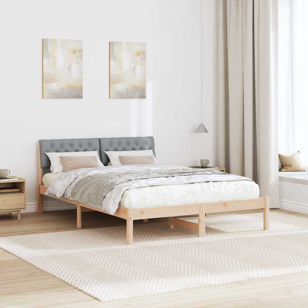 Sengestel Brun og lys grå 150 x 200 cm Massivt fyrretræ