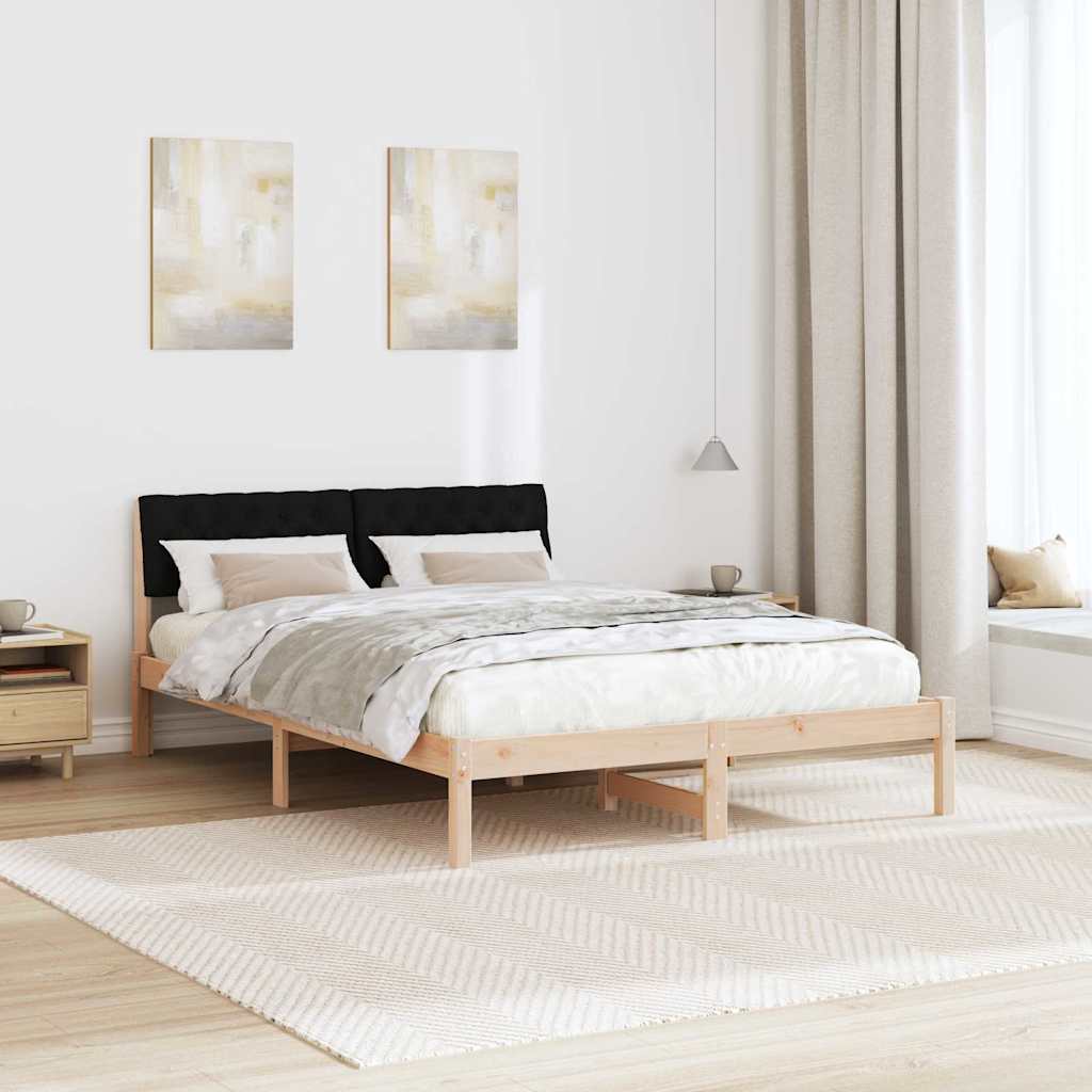 Sengestel Brun og sort 140 x 200 cm Massivt fyrretræ