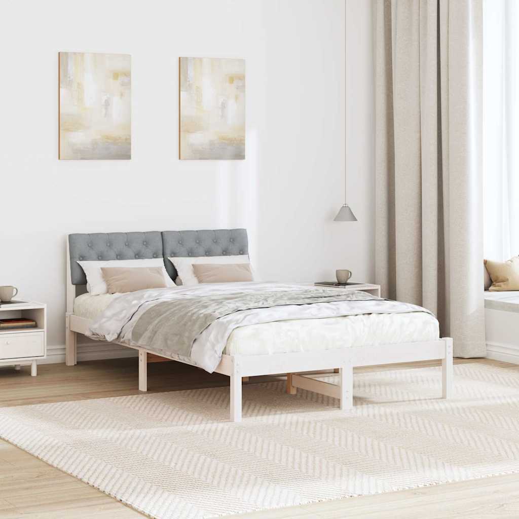 Sengestel Hvid og lys grå 120 x 200 cm Massivt fyrretræ