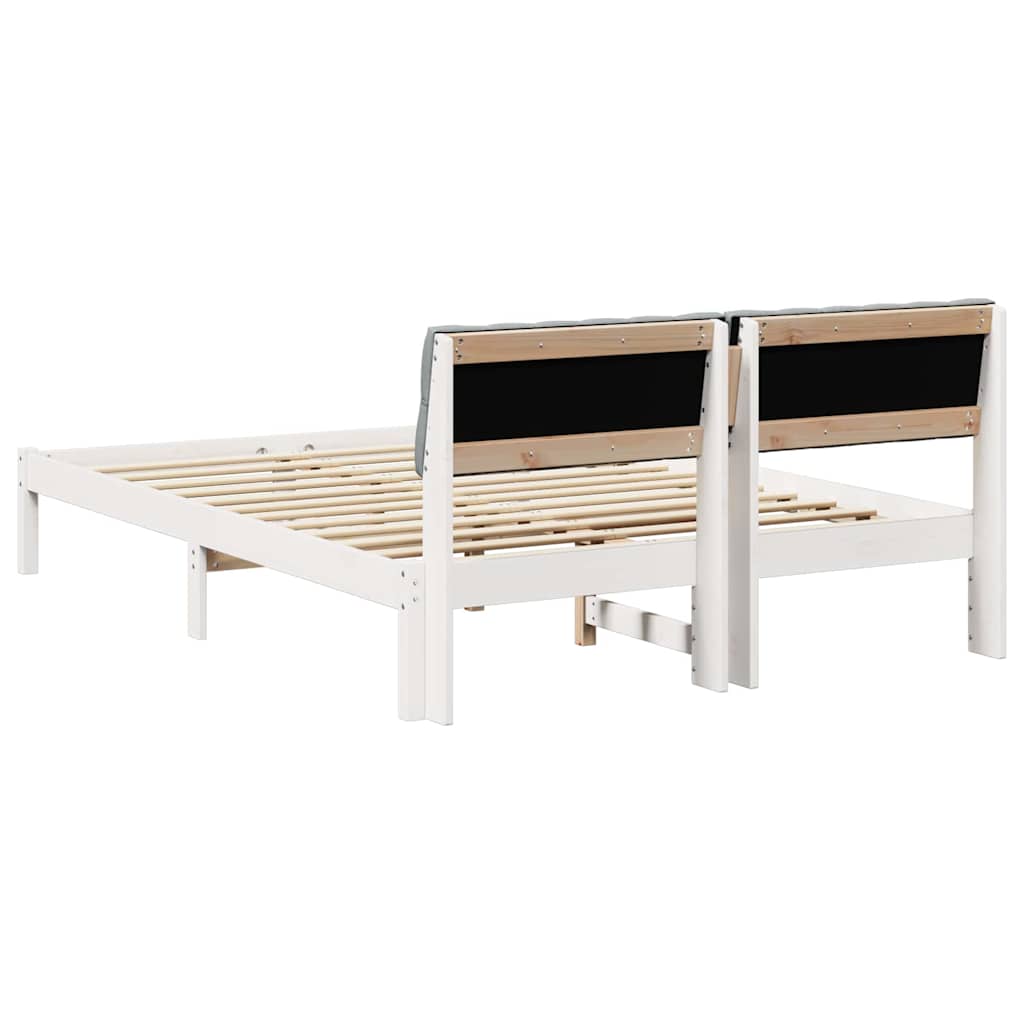 Sengestel Hvid og lys grå 140 x 190 cm Massivt fyrretræ